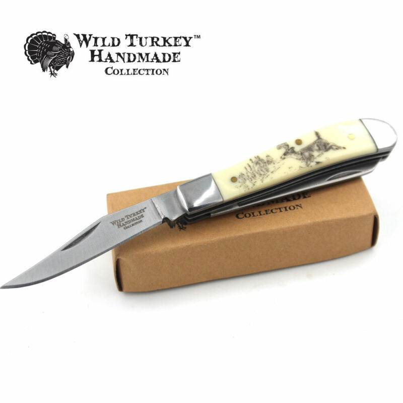Wild Turkey Handmade Gentleman'S Trapper Folding Pocket Collectors Knife Edc 