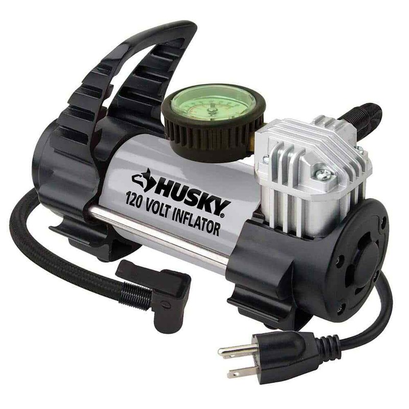 NEW Husky Electric Air Tire Pump 120V OR 12V Inflator Bike Car Truck Compressor