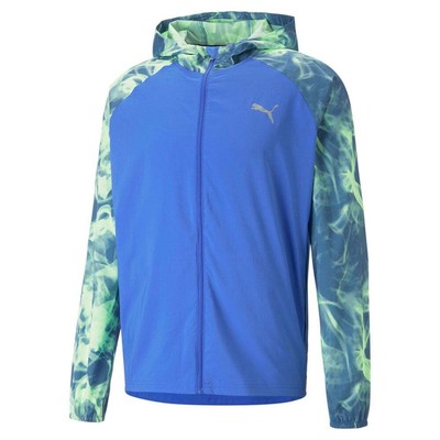 

Мужская синяя повседневная спортивная верхняя куртка на молнии Puma Run Favorite с принтом и полной молнией, Синий, Puma Run Favourite Printed Woven Full Zip Jacket