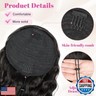 ALXNAN Wavy Curly Ponytail Extension, 22 Inch Black Brown Drawstring Ponytail for Black Women Short Soft Natural Synthetic Hairpiece Thick For Daily Use