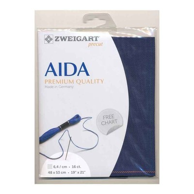 AIDA Zweigart Precute 16 ct. Aida 3251 color 589 dark blue, fabric for cross sti