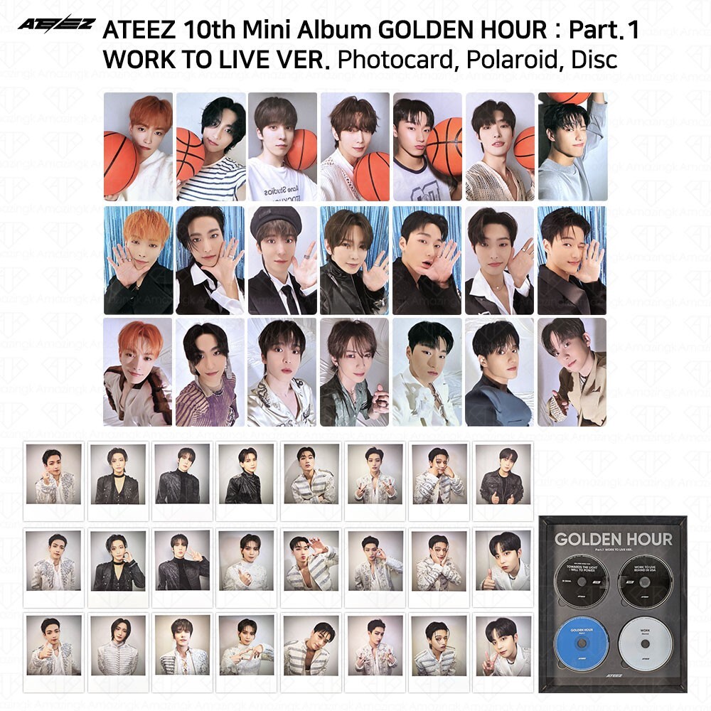 ATEEZ サン ポラロイド チェキ WORK ATEEZ Golden Hour Part.1 Work To Live Ver Photocard Polaroid
