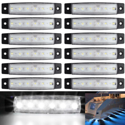 12Pcs Marine Boat LED Deck Courtesy Lights Waterproof White Stern Transom Lights