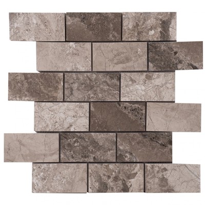 Silver Shadow 2''x4'' Stone Size 12''x12'' Mesh Marble Mosaic Tile (10 sqft per box)