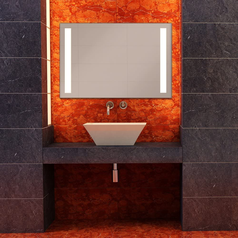 42" X 28" Contemporary Frameless Polished Edge Glass Rectangular Mirror | Lighte