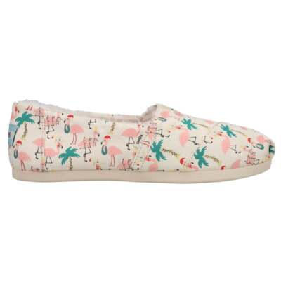 

Женские бежевые слипоны на плоской подошве TOMS Alpargata Holiday Flamingos Graphic Casual 1001, Бежевый, TOMS Alpargata Holiday Flamingos Graphic Slip On