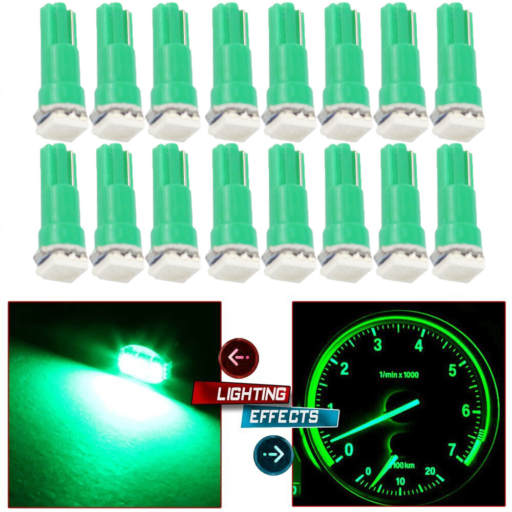 50X Green T5 LED Car Gauge Instrument Dashboard Indicator Light T5 37 73 74 2721