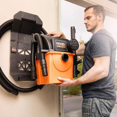 RIDGID Wet/Dry Vacuum 5-Gal Wall-Mountable w/ Filter, Locking Hose + Accessories