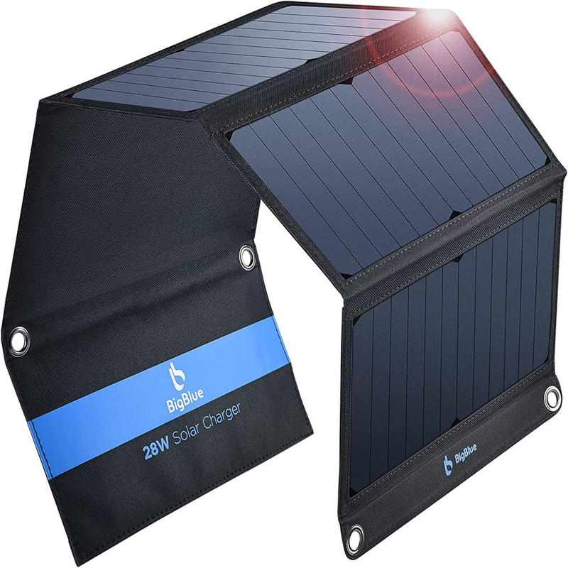 BigBlue 28W Solar Panel Charger, 3 USB Ports Portable Solar Panel with SunPower