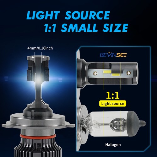 BEVINSEE H4 9003 CSP LED Headlight Conversion Kit 50W Bright Hi/Low Beam Bulbs