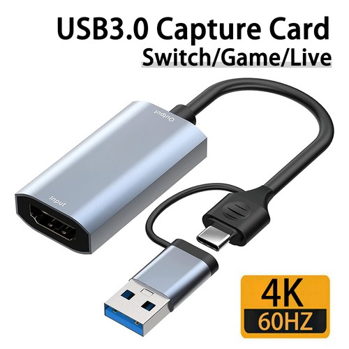 Video Capture Card 4K HDMI to USB/USB-C HDMI Video Grabber Box LiveStream Record