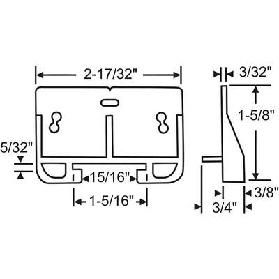 GRAINGER APPROVED 45-14 Drawer Track Guide,1-1/4