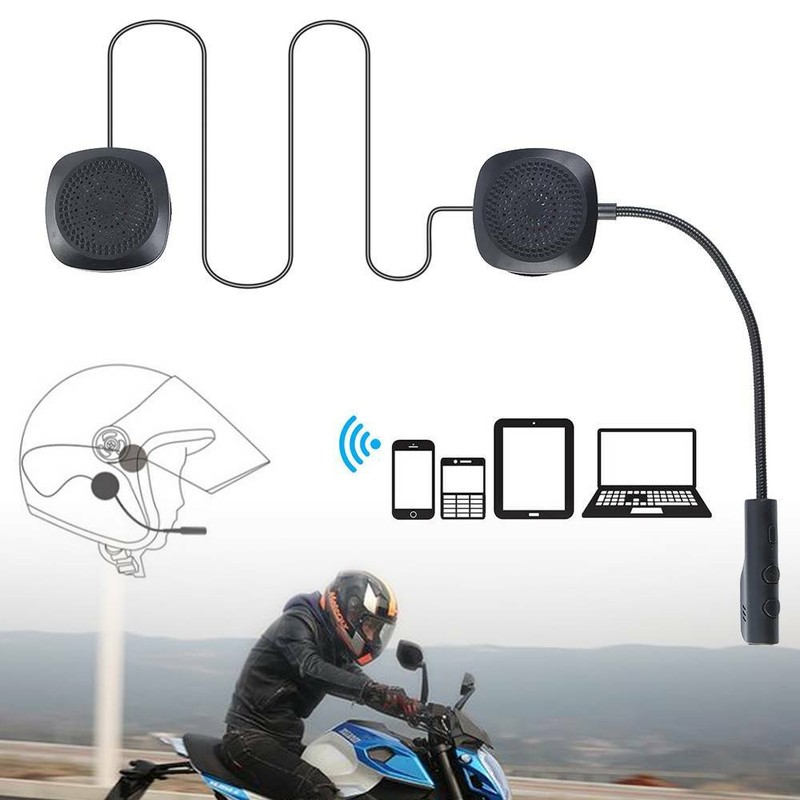 Rechargeable Motorcycle Helmet Headset Speaker Mic Bluetooth 5.0 Handsfree Music