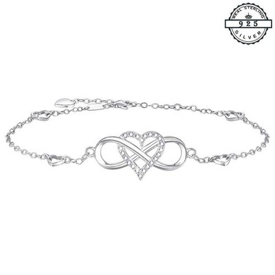 Unendlichkeit Infinity Herz Armband aus 925 Sterling Silber mit Kristallen