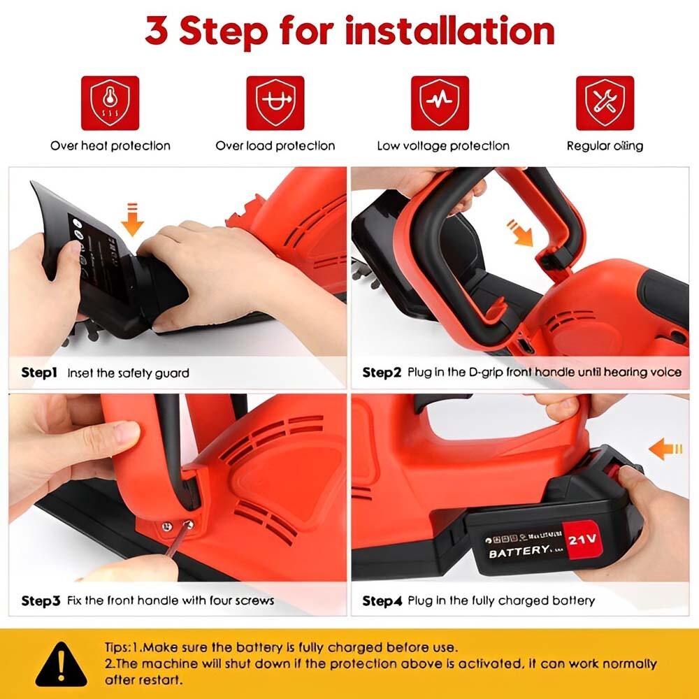 21V Electric Hedge Trimmer Cordless Household Rechargeable Saw Tools Shruber Cut