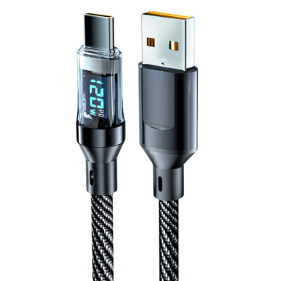 120w Super Fast Type-C Charging Cable USB Lead Phone Charger Cable with Display-