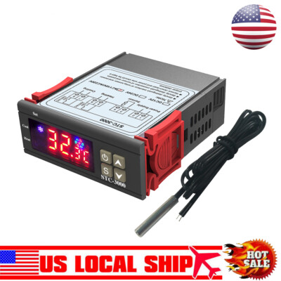 STC-3000 AC110V-220V Digital Temperature Controller Thermostat + Sensor Probe US
