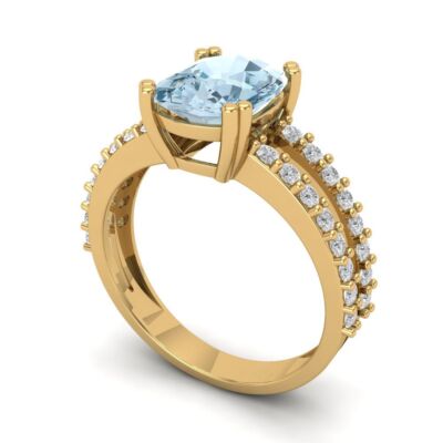 Pre-owned Pucci 3.50ct Cushion Cut Swiss Topaz Promise Bridal Wedding Ring Solid 14k Yellow Gold