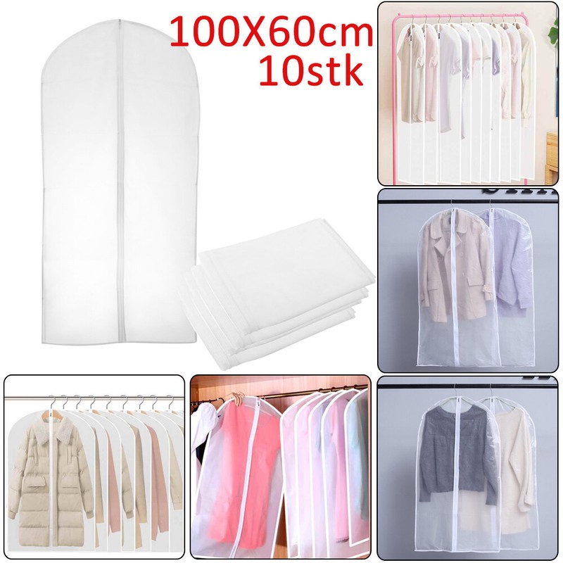 10 Kleiderschutzhülle Kleidersack Schutzhülle transparente Kleiderhülle 100*60CM