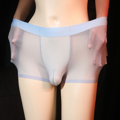 Shiny Silky Mens Boxer Briefs Panties Sheer Underwear See Through Underpants US#