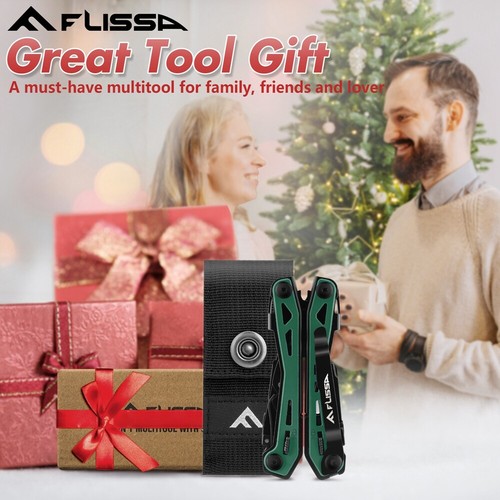 FLISSA 16-in-1 Multi Tool Pliers Stainless Steel Multitool Pocket Knife w/Pouch