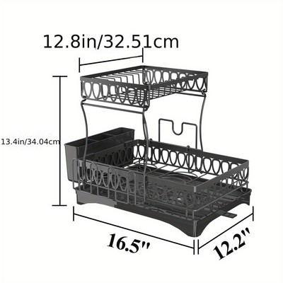 2 Layer Large Capacity Kitchen Tableware Rack Bowl Dish Cup Storage Organizer