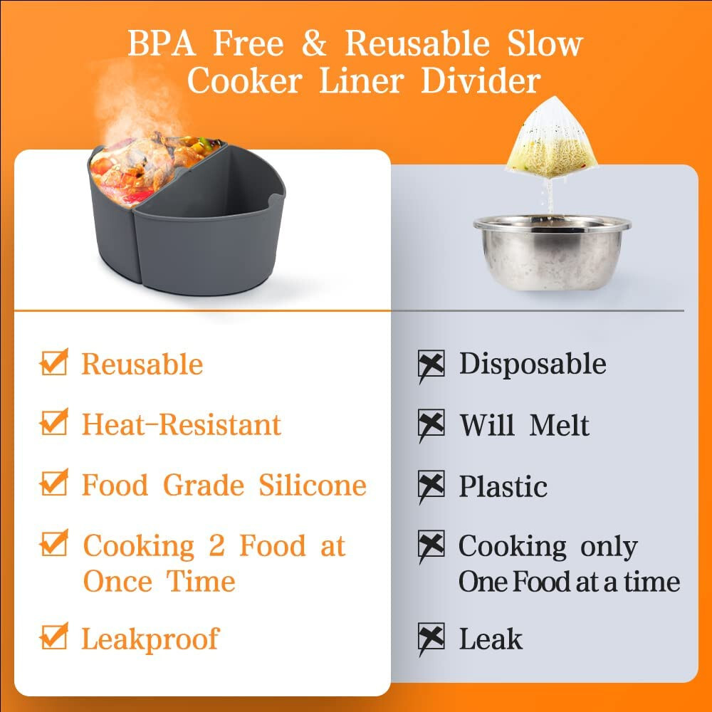 Divider Insert Silicone Reusable Slow Cooker Divider Crock Pot