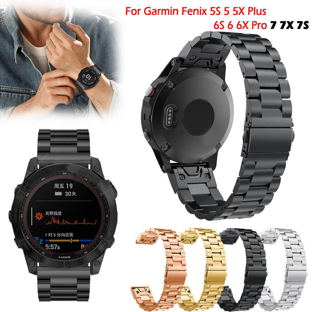 Quick Fit Stainless Steel Band Strap For Garmin Fenix 7 7S 7X 6 6X Pro 5 5X 3HR