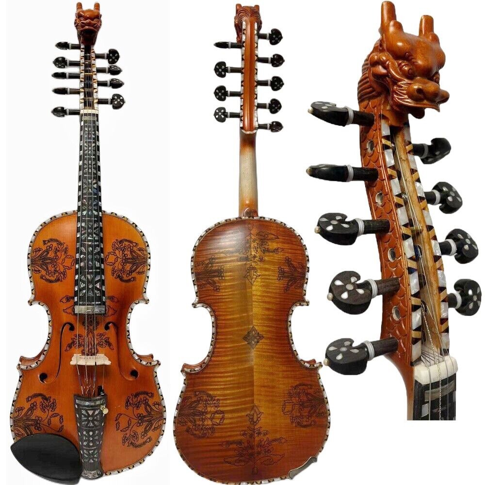 4/4 バイオリン アメリカ製 Hand Carved Norwegian fiddle,4/4 Violin,4*5 string Hardanger