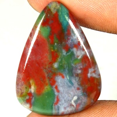 15.25Cts 100% Natural Designer Blood Stone Pear Cab Loose Gemstones 21x 28x 03mm