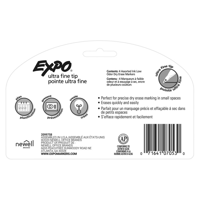 Expo Dry Erase Markers, Ultra Fine Tip, Assorted Colors, 4 Count