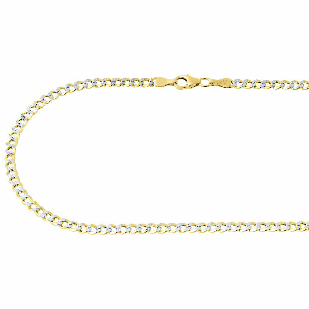 Pre-owned Necklace 10k Yellow Gold 3.5mm 3.5 Mm Diamond Cut Curb Cuban Chain  22 Inch 22"