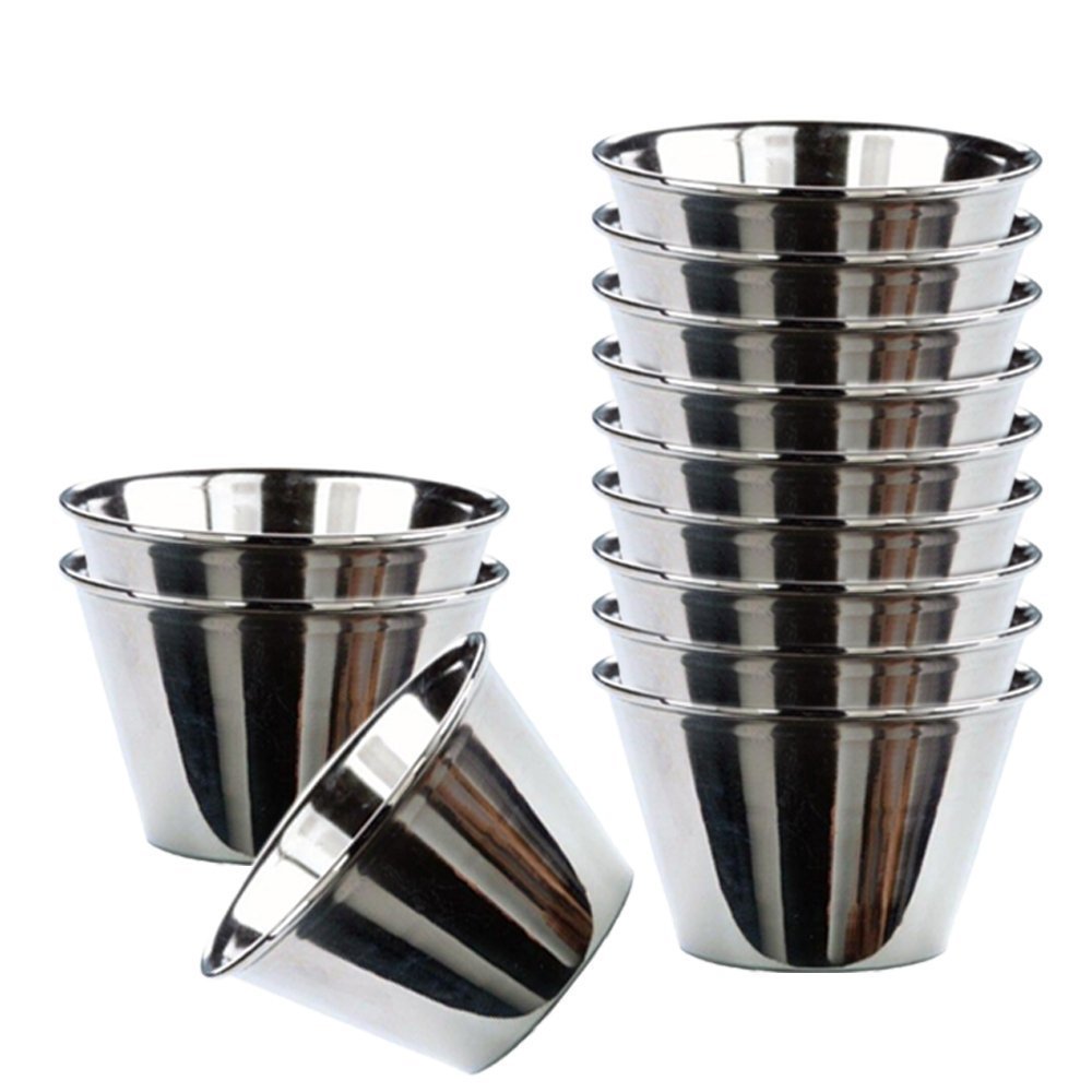 Set 12 Pezzi Mini Stampi In Acciaio Inox Per Budini Dolci Dimensione 8cm dfh