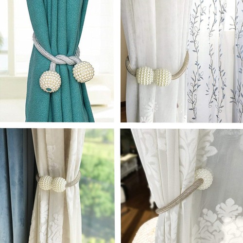 2pc Magnetic Curtain Tiebacks Pearl Beads Tie Back Hot Sale Buckle