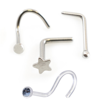 Nose L-shape Star,n.screw w/ ball ,l-shape w/ dome & bioflex retainer 4 PACK 22G