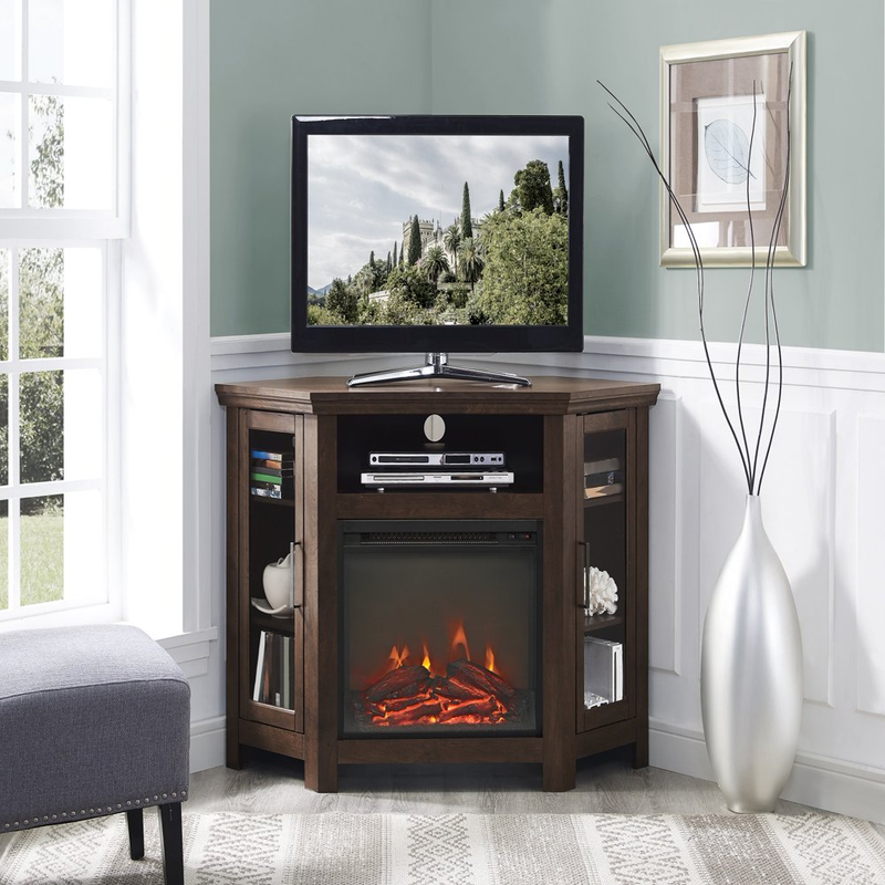 CORNER FIREPLACE TV STAND Heater Console for TVs up to 50" MULTIPLE COLORS