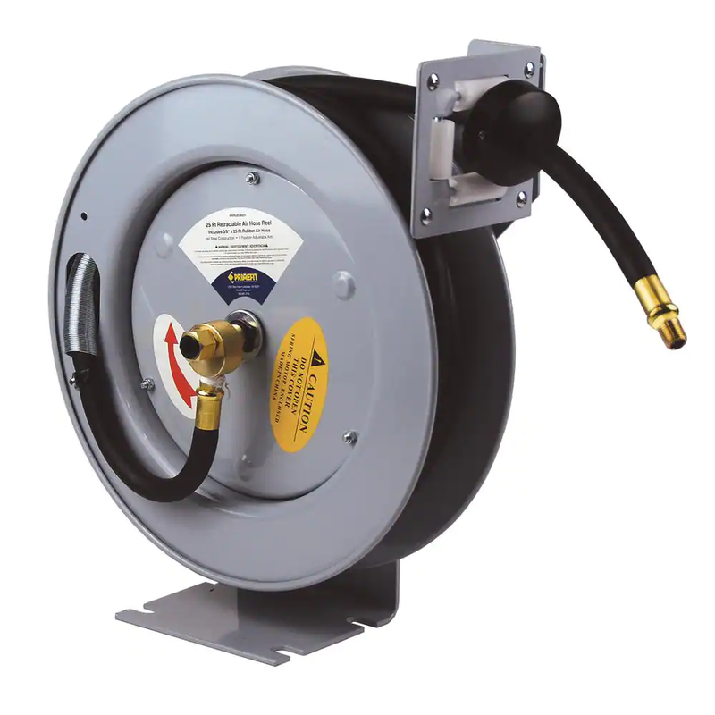 Air Hose Reel with Rubber Air Industrial Grade Retractable Hoses 25 Ft