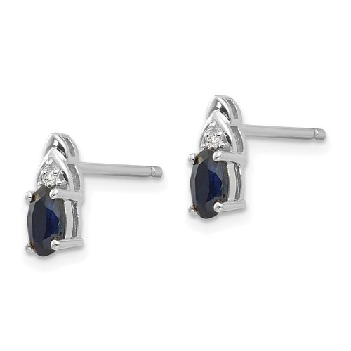 Pre-owned Goldia 14k White Gold Sapphire Diamond Earring