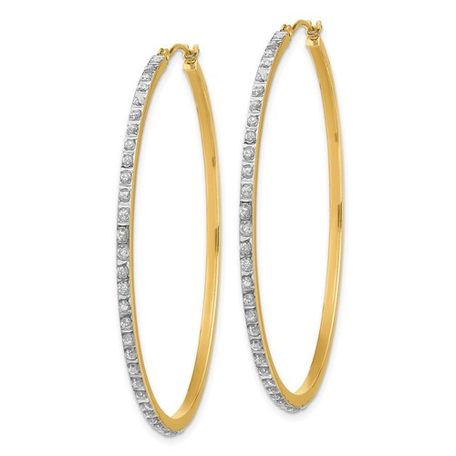 Pre-owned Goldia 14k Diamond Fascination Large Round Hinged Hoop Earrings In Yellow