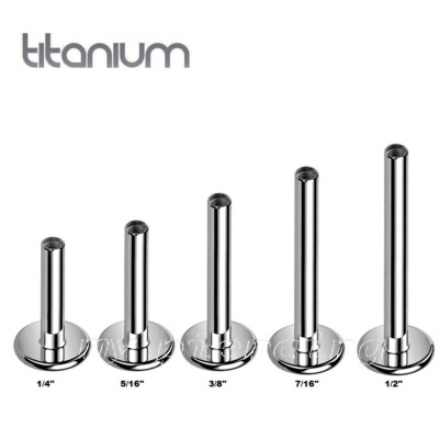 16G 14G G23 Solid Titanium 4mm Base Internally Threaded Replacement Labret Post
