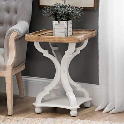 White Farmhouse Side End Table Small Wood Rustic Coffee Living Bed Room Bedside