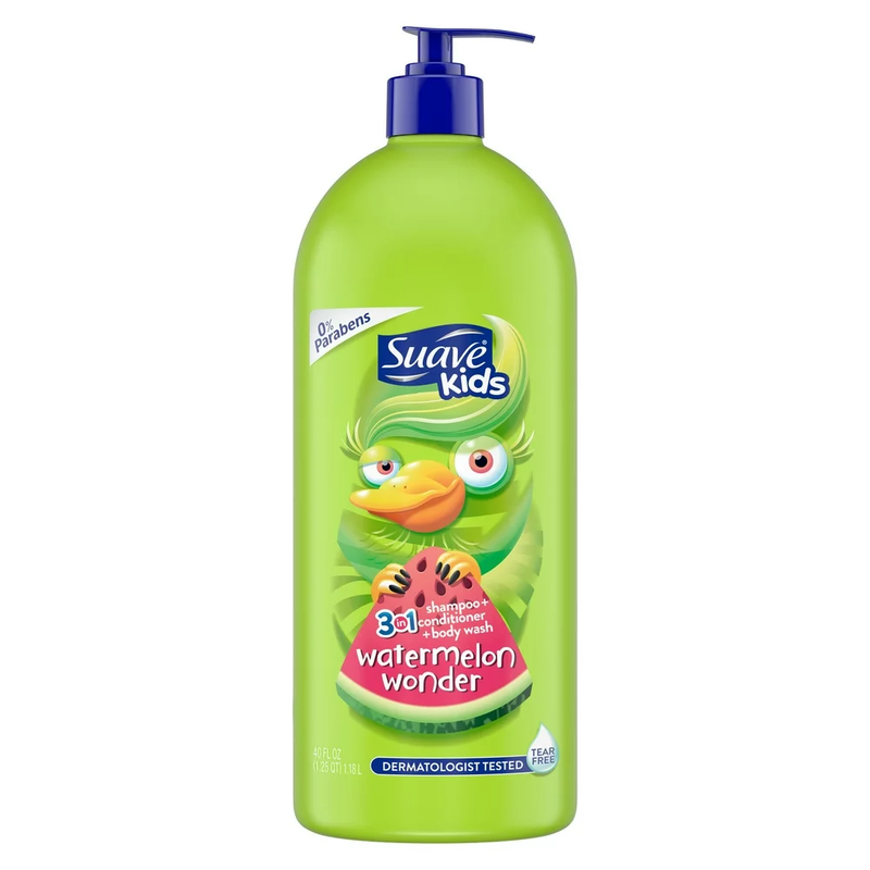 Suave 3-In-1 Shampoo, Conditioner, Bodywash, Watermelon, Hypoallergenic for All