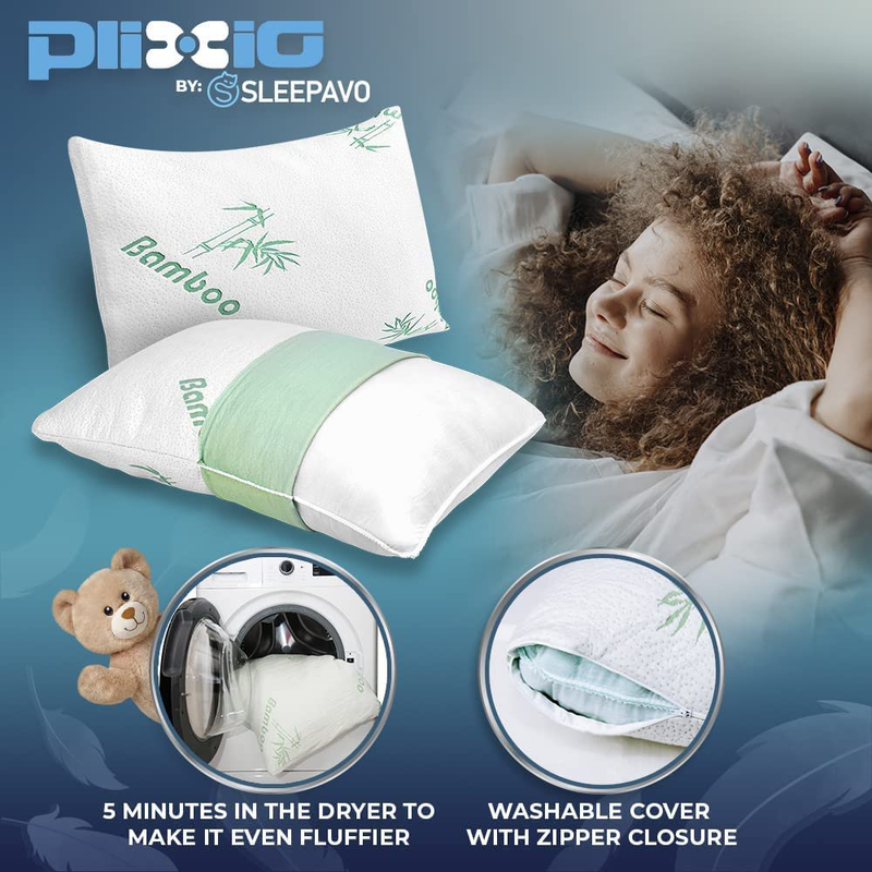Extra Firm Queen Bed Pillows, Back Support Moisture Wicking Washable Cooling 2 C