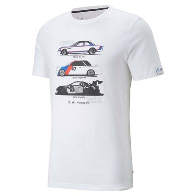 

Puma Bmw Mms Graphic Crew Neck Short TShirt Mens White Athletic Casual Tops 5362, Белый, Puma Bmw Mms Graphic Crew Neck Short TShirt