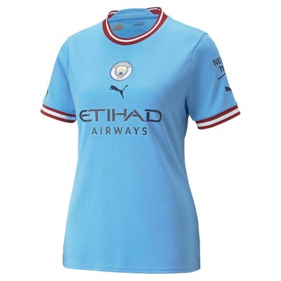 Футболка Puma Mcfc Home Replica с коротким рукавом и круглым вырезом женская синяя 7657120