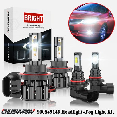 4X 6000K LED Headlight Hi&Lo + Fog Light Bulbs For Dodge Grand Caravan 2008 2009