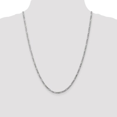 Pre-owned Superdealsforeverything Real 14kt White Gold 24 Inch 3mm Flat Figaro With Lobster Clasp Chain; 24 Inch