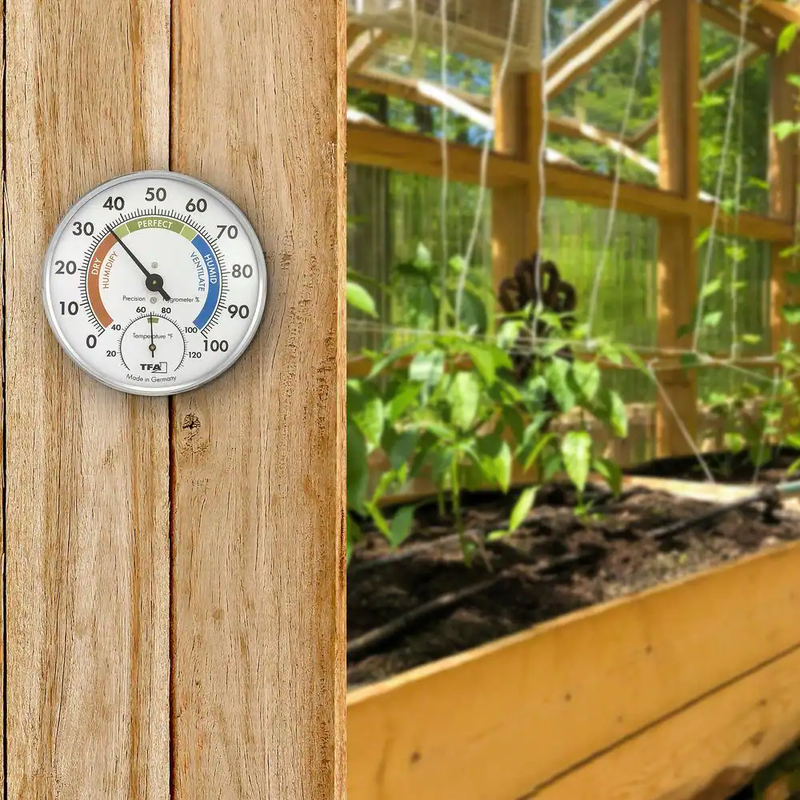 Thermo-Hygrometer Chrome for Humidity & Temperature Wall Mount or Tabletop Stand