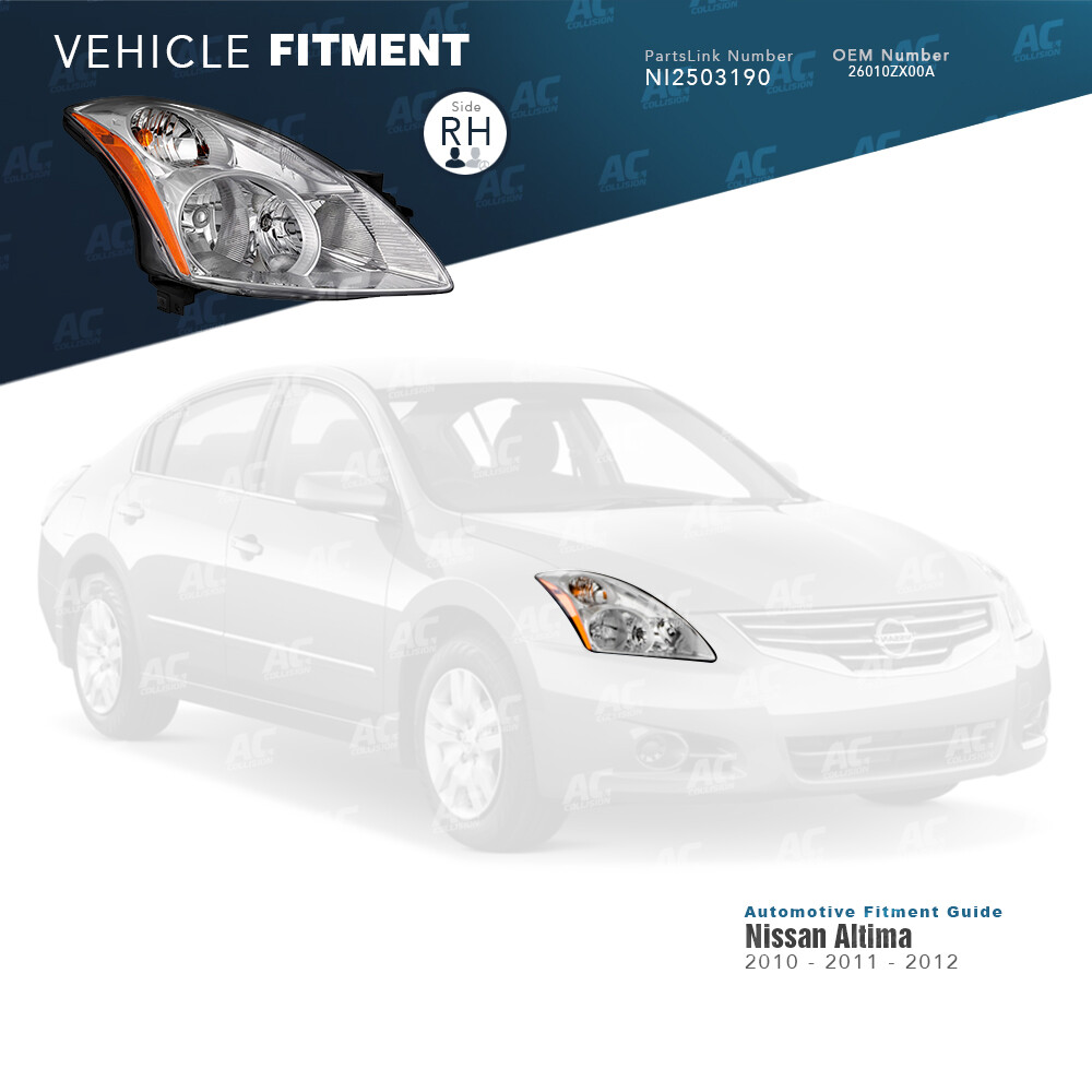 TYC Headlight Right Passenger Side for 10 11 12 Nissan Altima RH - Picture 2 of 8