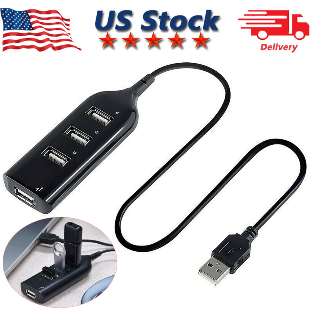 4 Port 2.0 USB For Laptop PC Mac Multi Hub Expansion Splitte